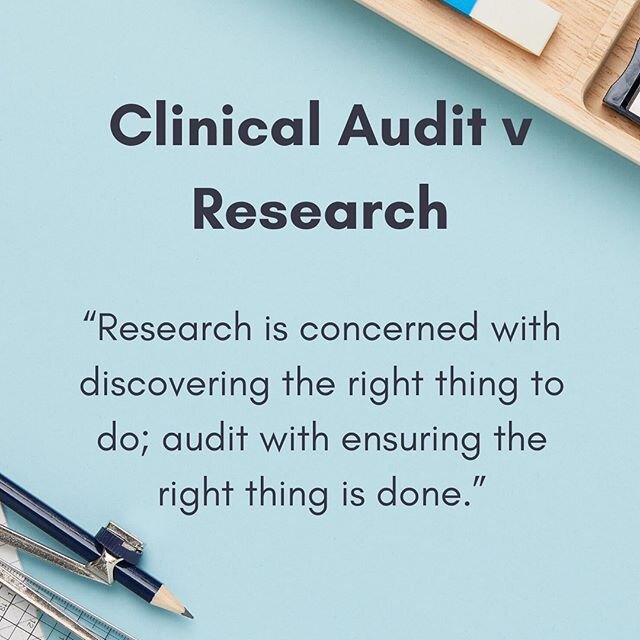 In this post, I&rsquo;ve tried to summarise as simply as possible the difference between clinical audit and clinical research a commonly asked question at interviews especially in secondary care. -
Smith stated in his 1997 paper: (Smith R. Audit and